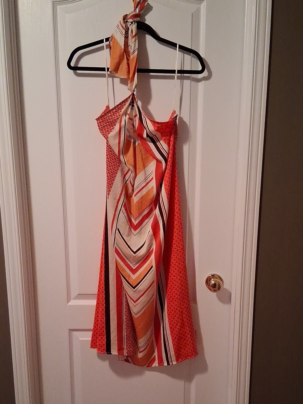 Banana Republic Orange and Cream Striped Halter Dress